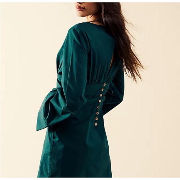 Free People Green Mini Dress Size L - Picture 1 of 10